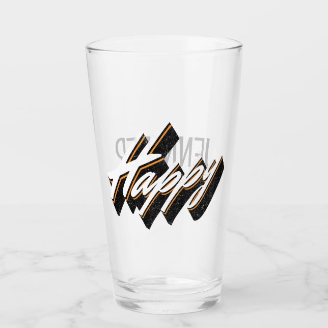 Happy Text Design Glas (Vorderseite)