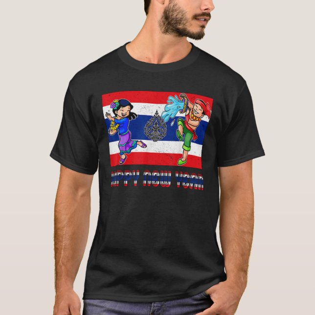 Happy Thailand New Year Thai Flag Graphic Songkran T-Shirt (Vorderseite)