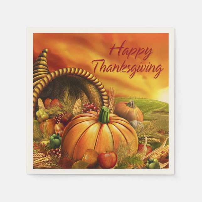 Happy Thanksgiving 2 Bilder Optionen Serviette (Vorderseite)
