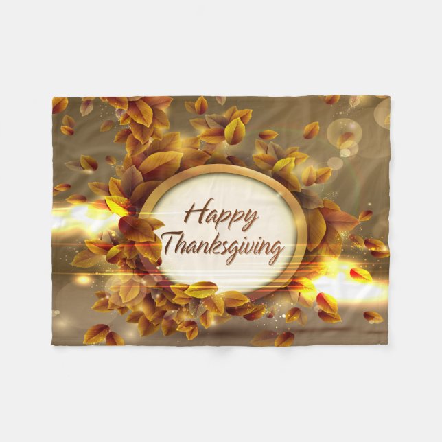 Happy Thanksgiving 3 Fleece Blanket (Vorderseite (Horizontal))