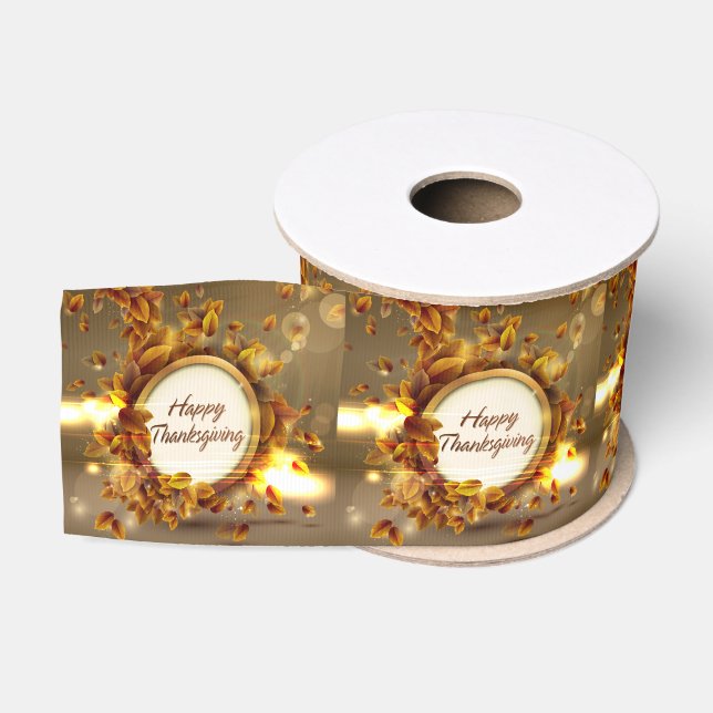 Happy Thanksgiving 3A - 3" Wide Ribbon Ripsband (Spule)