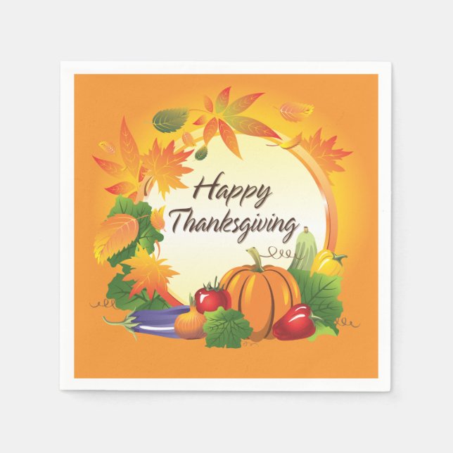 Happy Thanksgiving 5 Bilder Optionen Serviette (Vorderseite)