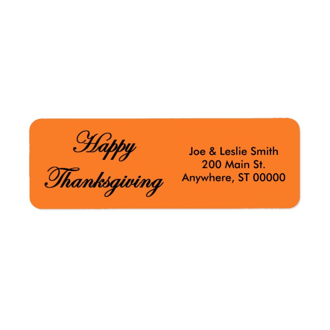 "Happy Thanksgiving"-Adressetiketten (Vorne)