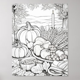 Happy Thanksgiving Adult Coloring Poster