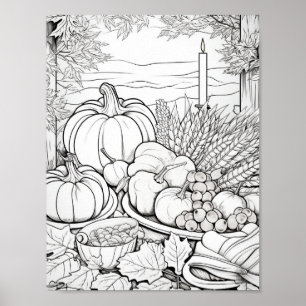 Happy Thanksgiving Adult Coloring Poster
