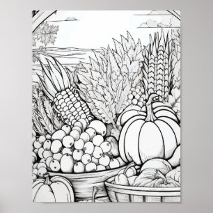 Happy Thanksgiving Adult Coloring Poster