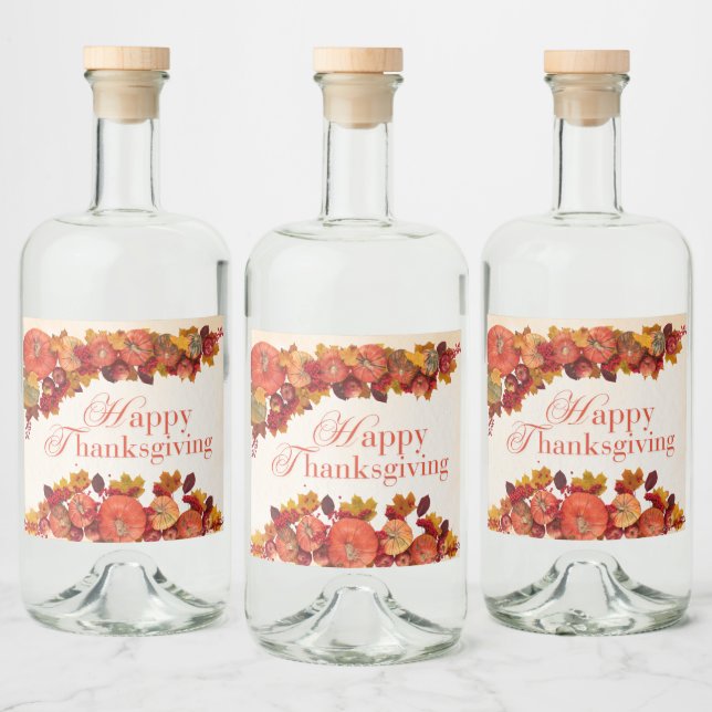 Happy Thanksgiving Alkoholflaschenetikett (Flaschen)