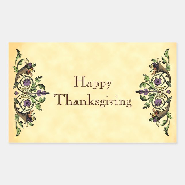 Happy Thanksgiving Antique Cornucopias Art Sticker (Vorderseite)