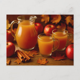 Happy Thanksgiving Autumn Apple Cider Postcard Feiertagspostkarte