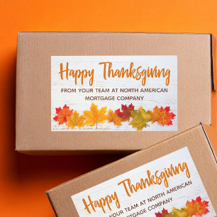 Happy Thanksgiving Autumn Leaves Company Party Rechteckiger Aufkleber