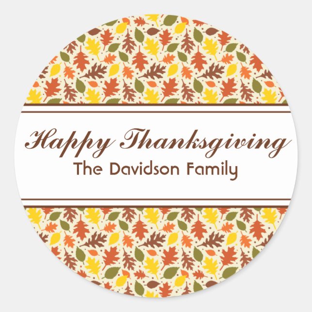 Happy Thanksgiving Autumn Leaves Sticker (Vorderseite)