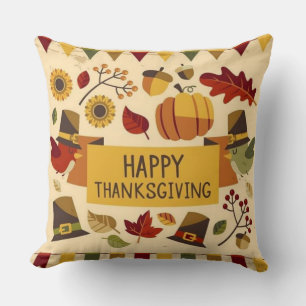 Happy Thanksgiving Banner Kissen
