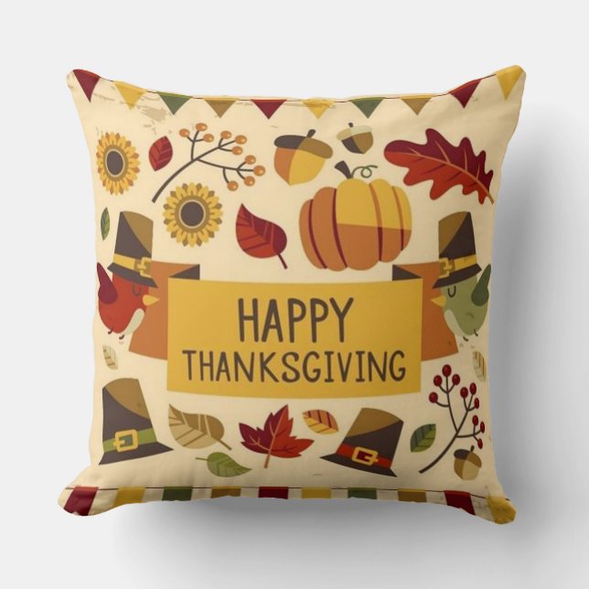 Happy Thanksgiving Banner Kissen (Vorderseite)