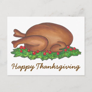 Happy Thanksgiving Basted Turkey Dinner Holiday Feiertagspostkarte
