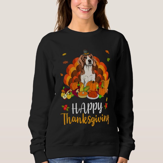 Happy Thanksgiving Beagle Dog Turkey Pet Sweatshirt (Vorderseite)