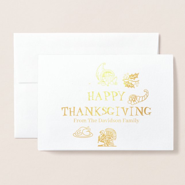 Happy Thanksgiving benutzerdefinierte Familienname Folienkarte (Vorderseite mit Umschlag)