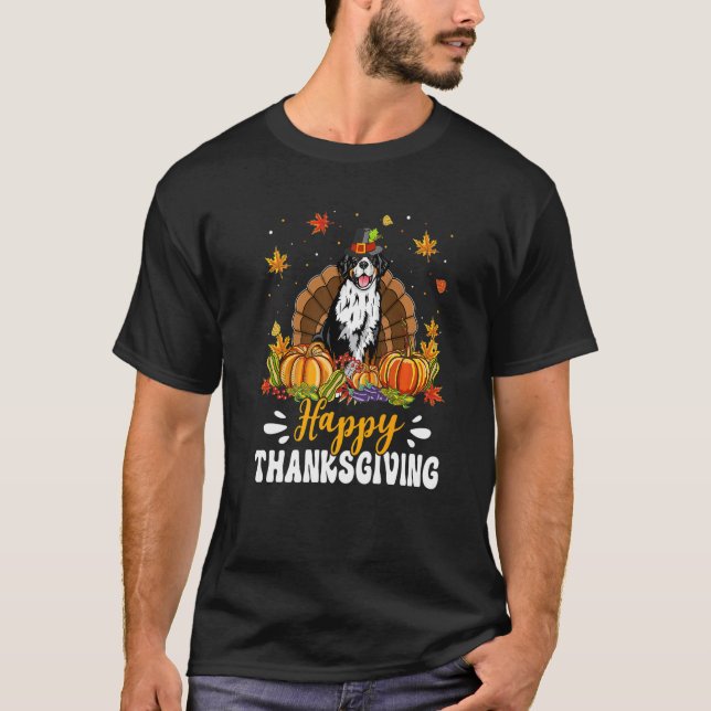 Happy Thanksgiving Bernese Mountain Dog Turkey Pum T-Shirt (Vorderseite)