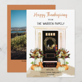 Happy Thanksgiving Black Door | Pumpkins-Foto Feiertagskarte