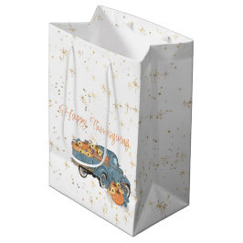 Happy Thanksgiving Blue Truck mit Pumpkins Mittlere Geschenktüte