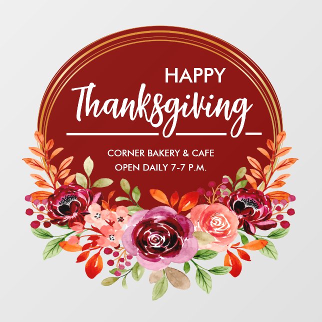 Happy Thanksgiving Blumenkreide Fensterheber Fensteraufkleber (Blatt)