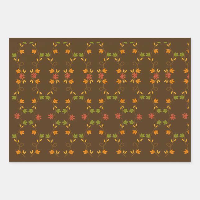 Happy Thanksgiving - Brown Theme Geschenkpapier Set (Vorderseite)