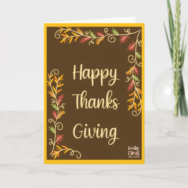 Happy Thanksgiving Brown Theme Karte (Vorderseite)