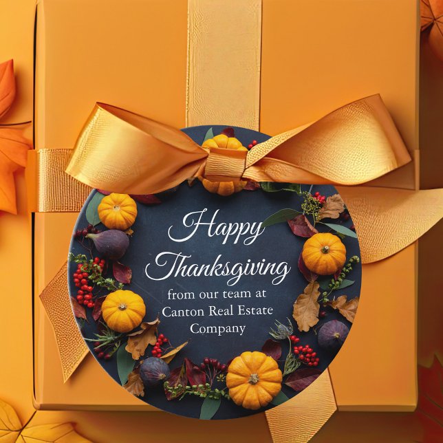 Happy Thanksgiving Business Fall Pumpkin Wreath Geschenkanhänger (Von Creator hochgeladen)