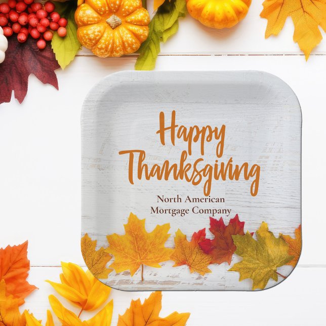 Happy Thanksgiving Business Herbst Leaves Company Pappteller (Von Creator hochgeladen)