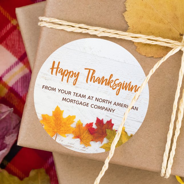 Happy Thanksgiving Business Herbst Leaves Company Runder Aufkleber (Von Creator hochgeladen)