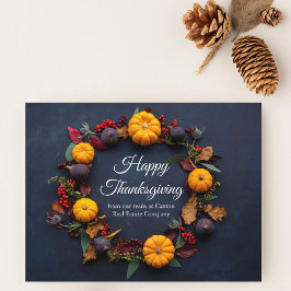 Happy Thanksgiving Business Pumpkin Wreath Modern Postkarte
