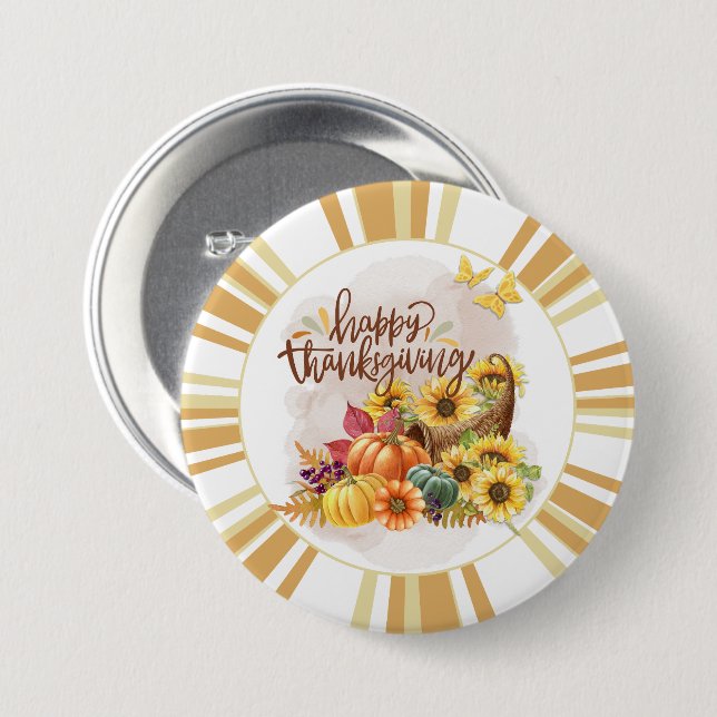 Happy Thanksgiving Button (Vorne & Hinten)