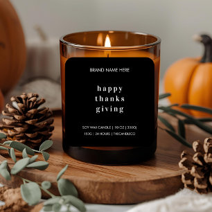 Happy Thanksgiving Candle   Minimalistisch Quadratischer Aufkleber