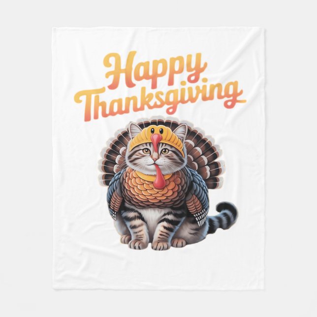 Happy Thanksgiving Cat Türkei Day Fall Classic T-S Fleecedecke (Vorderseite)