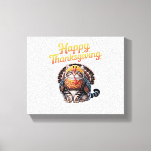 Happy Thanksgiving Cat Türkei Day Fall Classic T-S Leinwanddruck