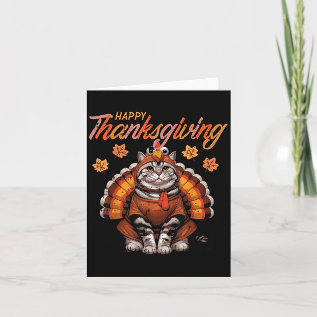 Happy Thanksgiving Cat Türkei Day Fall Frauen Mädc Karte (Vorderseite)