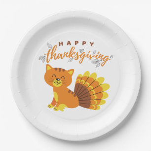 Happy Thanksgiving Cat Türkei Pappteller