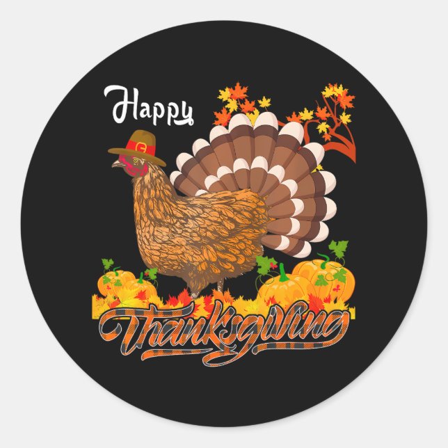 Happy Thanksgiving Chicken Türkei Farm Fall Runder Aufkleber (Vorderseite)