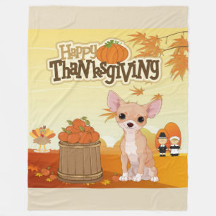 Happy Thanksgiving Chihuahua Fleecedecke