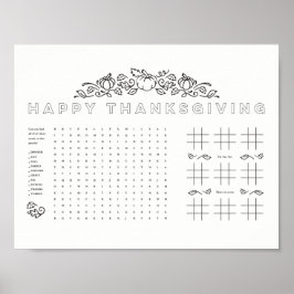 Happy Thanksgiving Children Colour Activity Tischs Poster