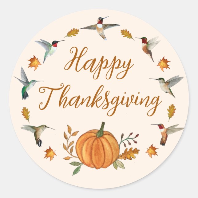Happy Thanksgiving Classic Round Sticker (Vorderseite)