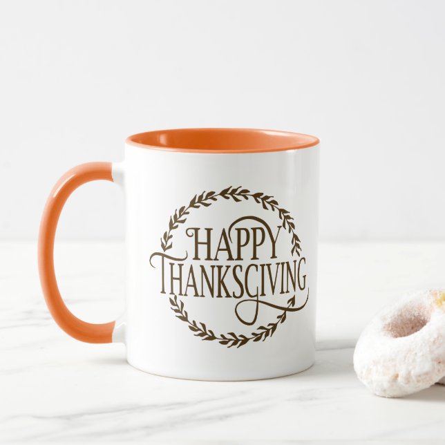 Happy Thanksgiving Coffee Mug Tasse (Mit Donut)