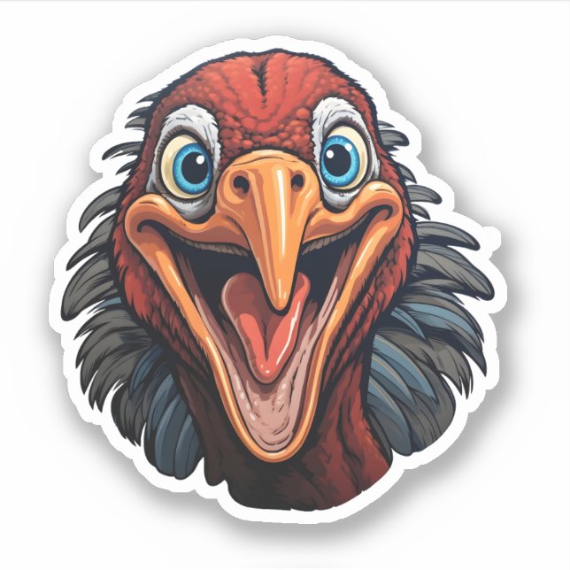 Happy Thanksgiving Coolen Cartoon Funny Turkey Ges Aufkleber (Vorderseite)