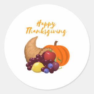 Happy Thanksgiving Cornucopia Design Runder Aufkleber