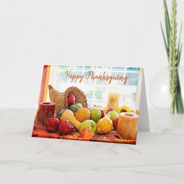 Happy Thanksgiving Cornucopia Display Karte (Vorderseite)