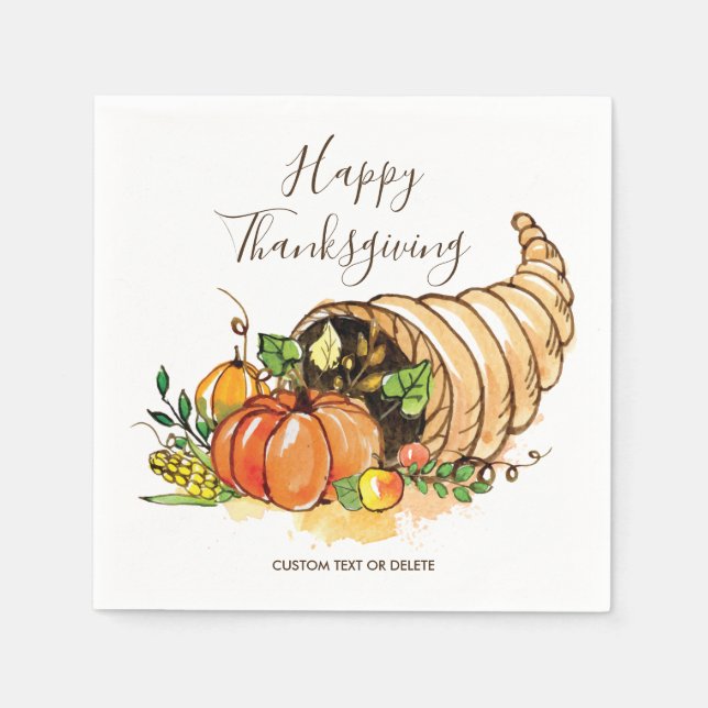 Happy Thanksgiving Cornucopia Fall Harvest Custom Serviette (Vorderseite)