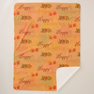 Happy Thanksgiving Cornucopia Sherpa Fleece Blanke Sherpadecke