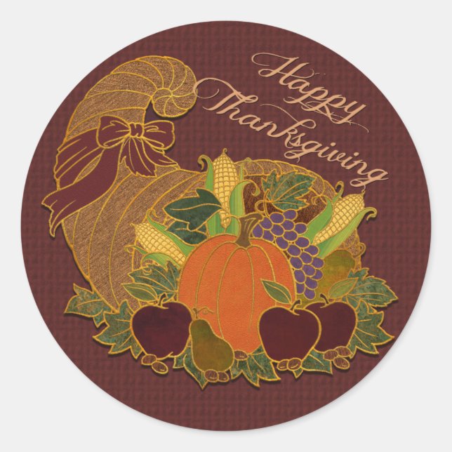 Happy Thanksgiving Cornucopia Stickers (Vorderseite)