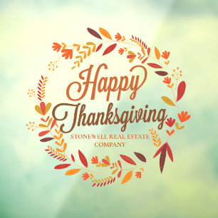 Happy Thanksgiving Custom Company Autumn Leaf Fensteraufkleber