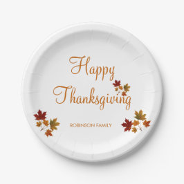 Happy Thanksgiving Custom Familienname Pappteller