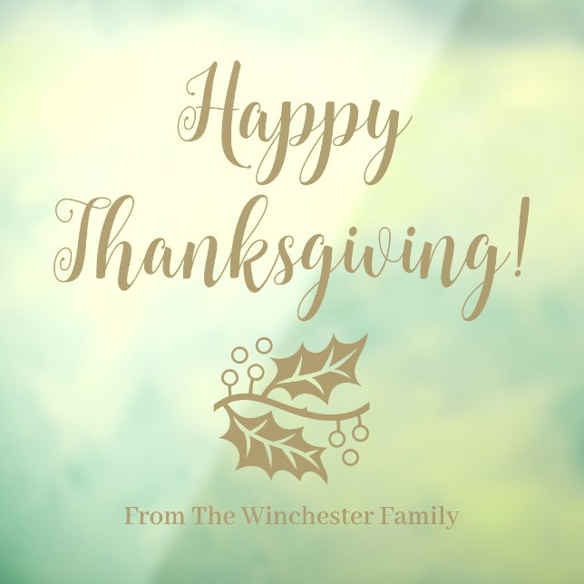 Happy Thanksgiving, custom gold script folien Fensteraufkleber (Blatt 3)